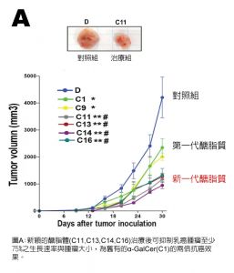 新穎的醣脂體對於腫瘤的生長速率與大小有明顯作用